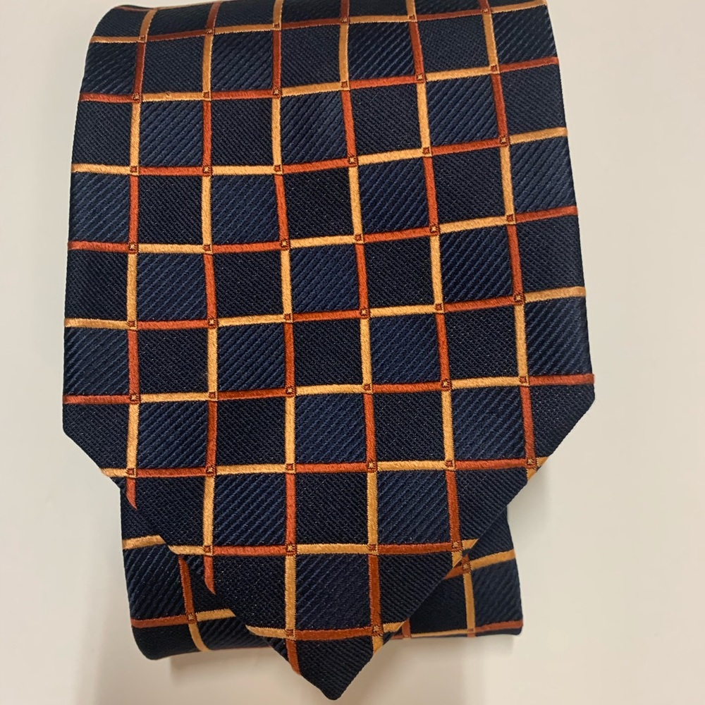 New Nautica Geometric Blue Orange Necktie